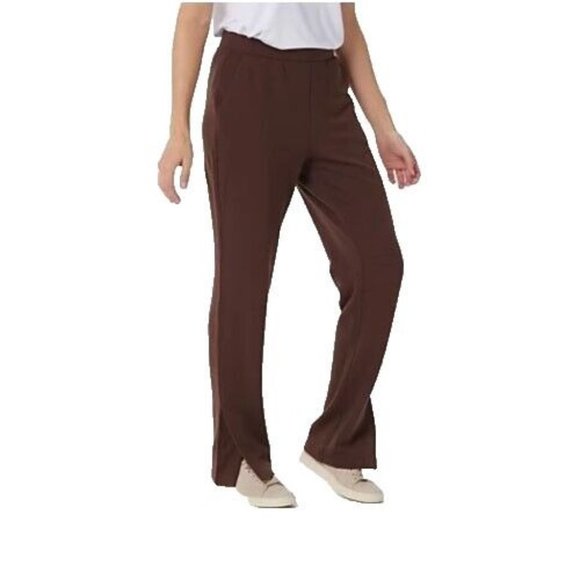 Lisa Rinna Collection Brushed French Terry Pants Size XS Slim Leg Coffee Pull On - Picture 1 of 11
